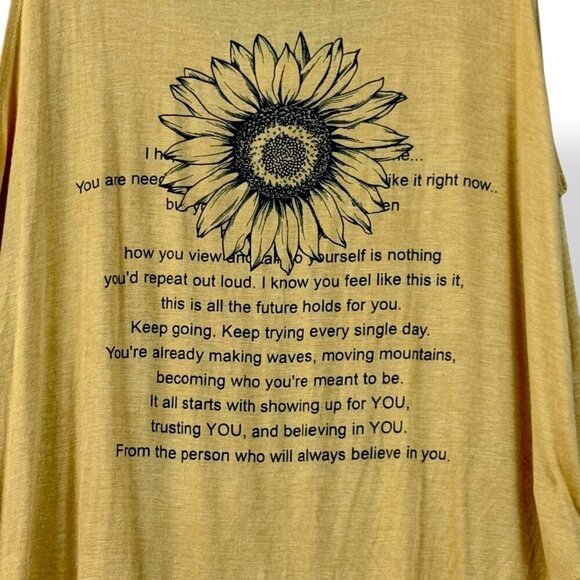 Dirtee Laundry Tank Top Womens Sz M Yellow Sunflower Inspire Graphic Cutout Tee - Picture 4 of 8